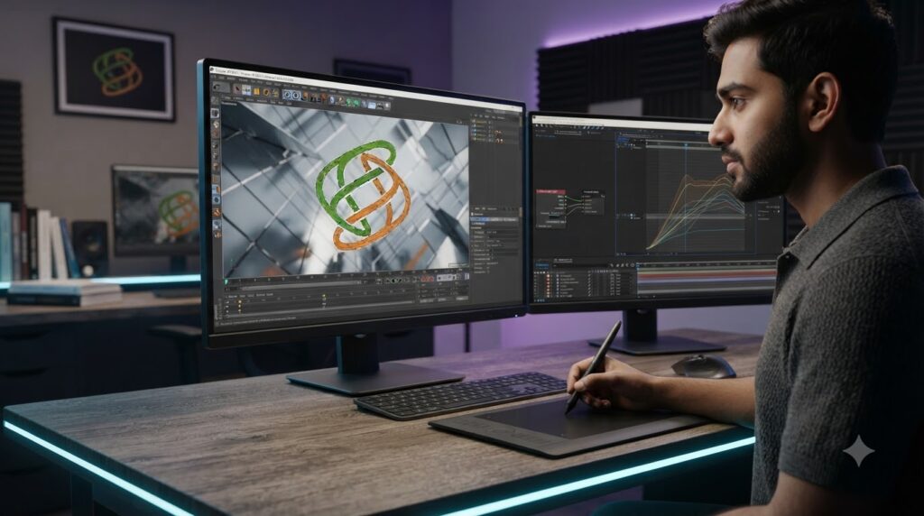 Motion graphics designer crafting 2D and 3D animations at Sarrit Solutions