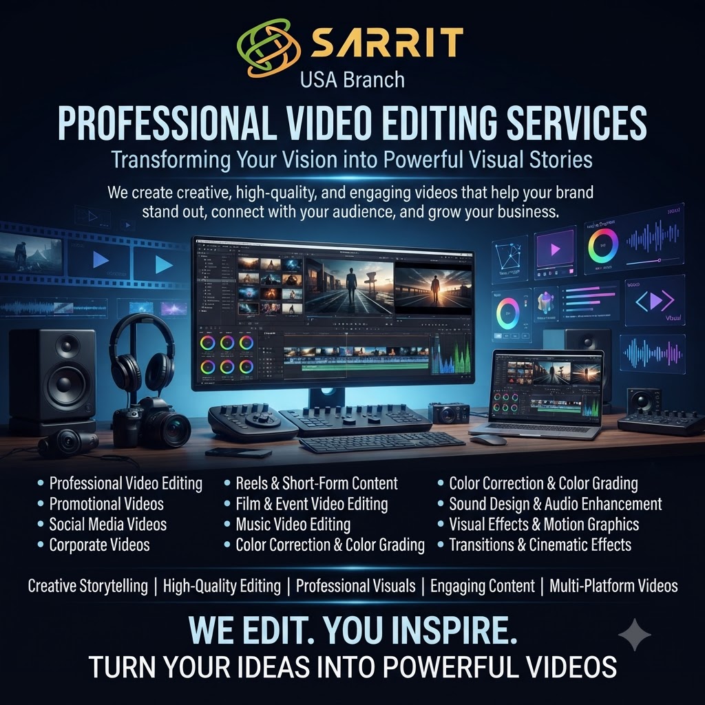 Professional video editing services by Sarrit Solutions