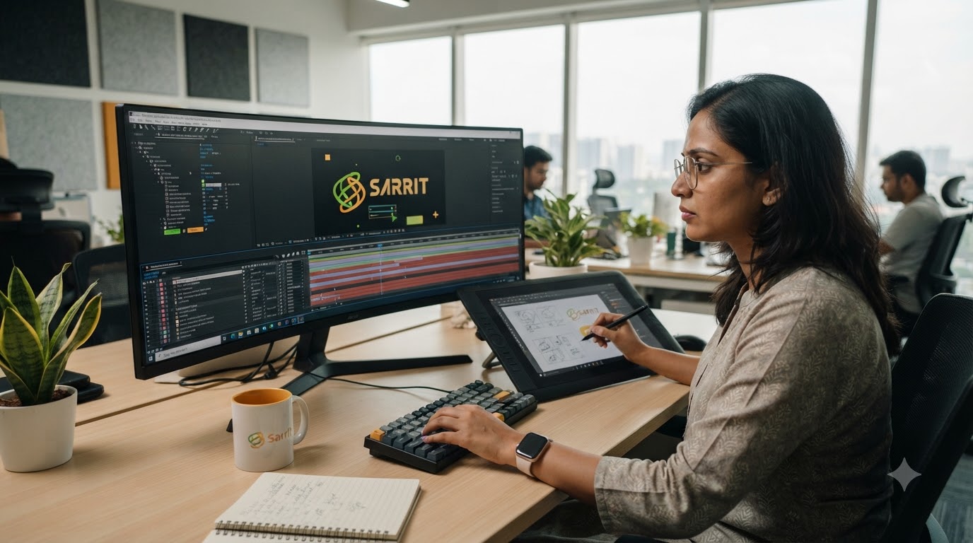 Motion graphics designer crafting 2D and 3D animations at Sarrit Solutions